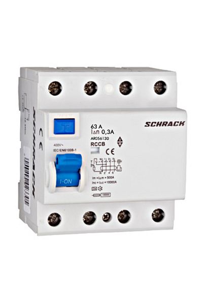 Eti Intreruptor diferential RCCB, 4P, 63A, 300mA, 10kA, tip A, AMPARO, AR056130--, Schrack