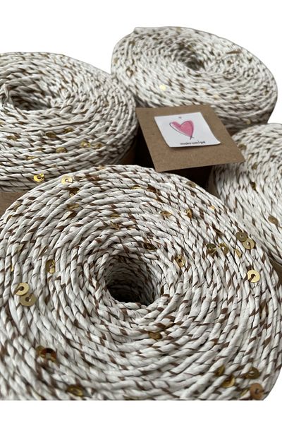 Makromİps Paper Yarn with Sequence Sequence (250Grx4) Natural Wicker Kraft Crochet Hobby Hand Knitting Yarn Bag Basket Decoration