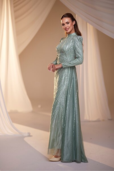 JEWEL DRESS Tesettür Nare Abi̇ye Uzun Kollu Taşli İşlemeli̇