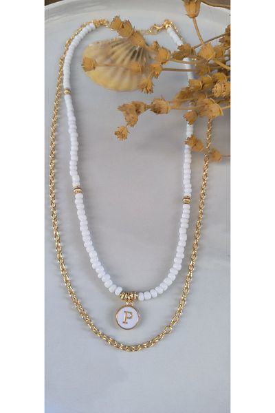 MYSTERY TAKI AKSESUAR Select Your Letter Chain ​​Necklace White