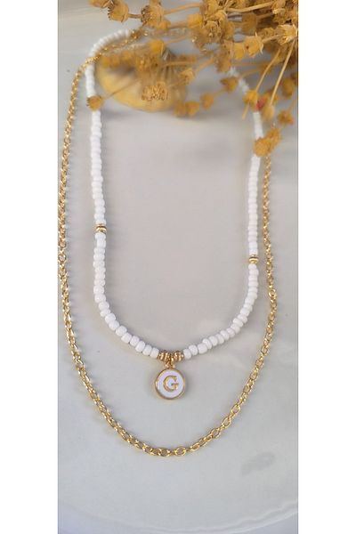 MYSTERY TAKI AKSESUAR Select Your Letter Chain ​​Necklace White