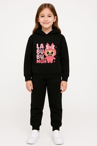 Let's Wear Комплект спортен суичър Labubu Mom Premium от 3-та прежда за момичета - 2 части