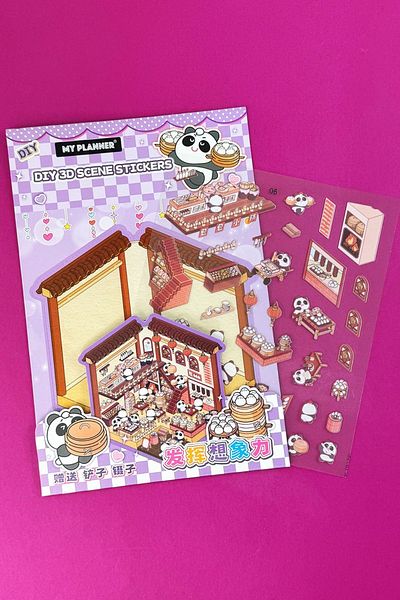 Ecrou 1713 3D Sticker Patisserie Themed Panda Purple