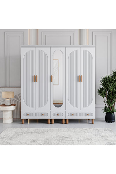 MONZIO Milen 5 Kapaklı Çekmeceli Gardırop %100 MDF