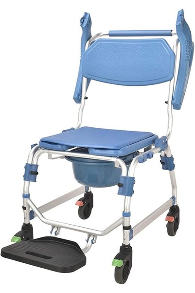 Stander Hzglpx 4-in-1 Shower Chair Commode Chair Mobile Commode with Cushion for Toilet and Shower for the Elderly