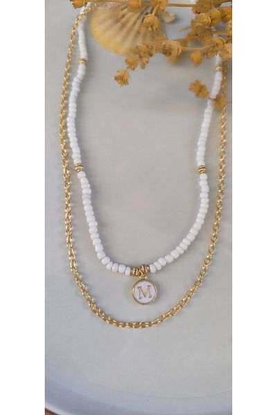 MYSTERY TAKI AKSESUAR Select Your Letter Chain ​​Necklace White