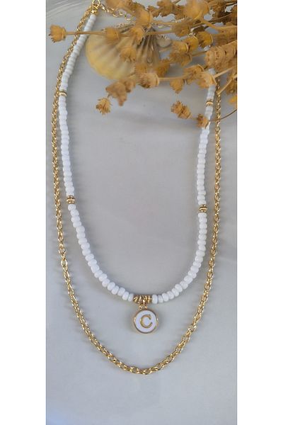 MYSTERY TAKI AKSESUAR Select Your Letter Chain ​​Necklace White