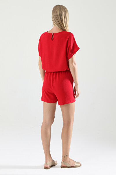 STİLL C&M Women's Red Color Ayrobin Fabric Bottom Top Shorts Suit