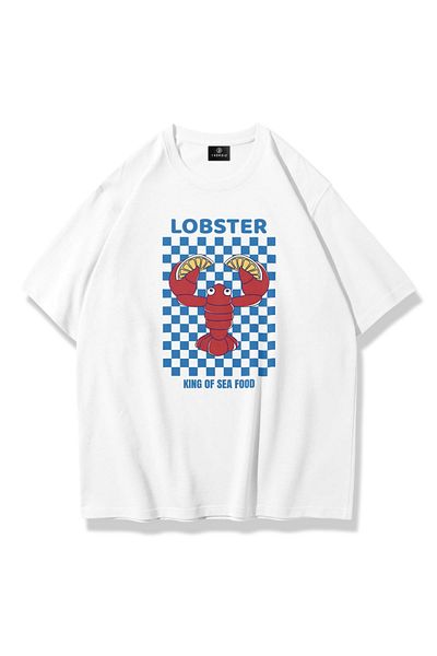Trendiz Unisex King of Sea Food Lobster T-shirt Λευκό