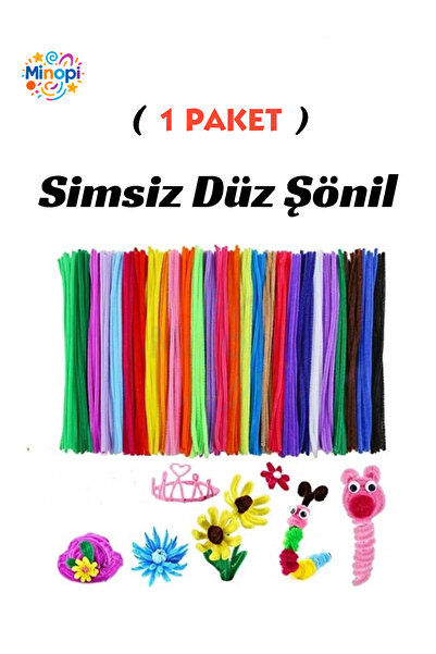 Minopi 1 Paket Şönil Renkli Paketi 25'li Renkli Tüylü Tel