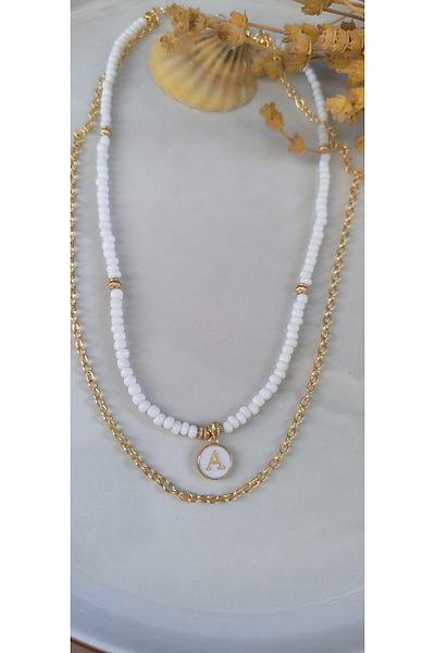 MYSTERY TAKI AKSESUAR Select Your Letter Chain ​​Necklace White