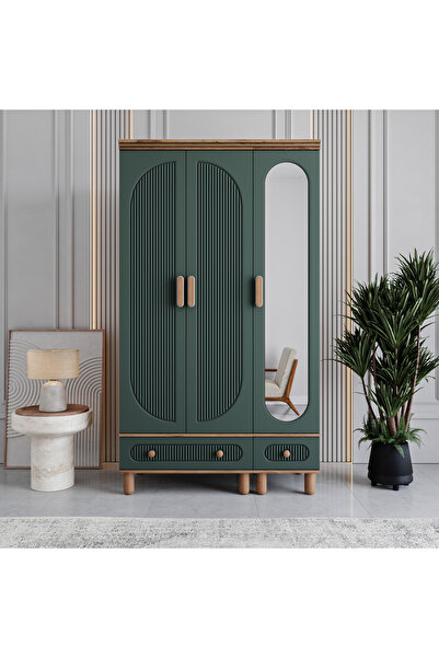 MONZIO Milen 3 Kapaklı Çekmeceli Gardırop %100 MDF