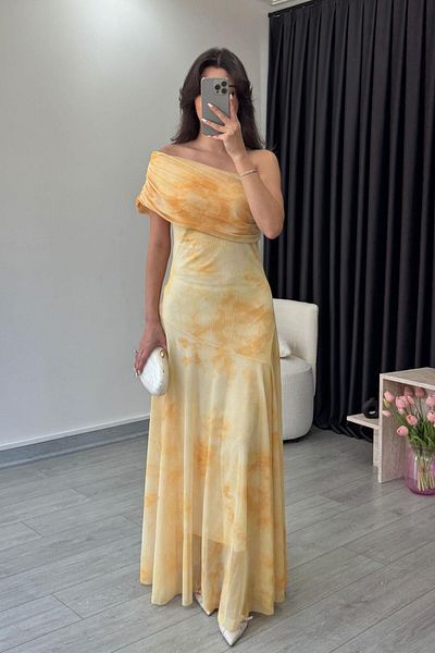 ECEMİ Merlin Yellow One Shoulder Tulle Dress