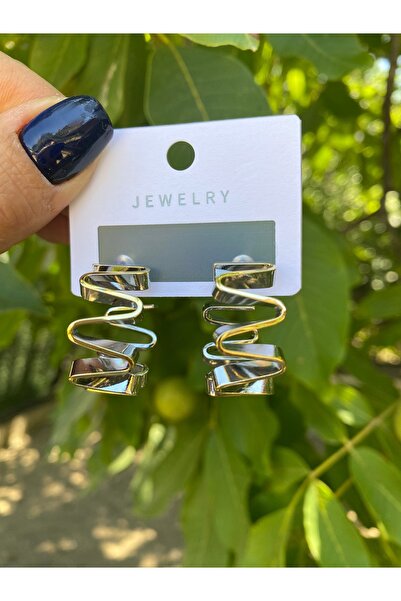 Gozibygoz أقراط من الفولاذ بحلقة ذهبية متعرجة