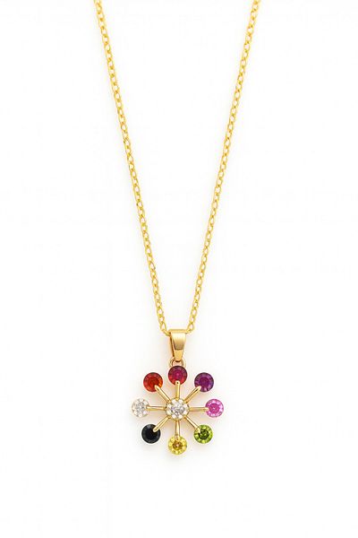 MakeWell Flower Design Zircon Stone Gold Plated Necklace