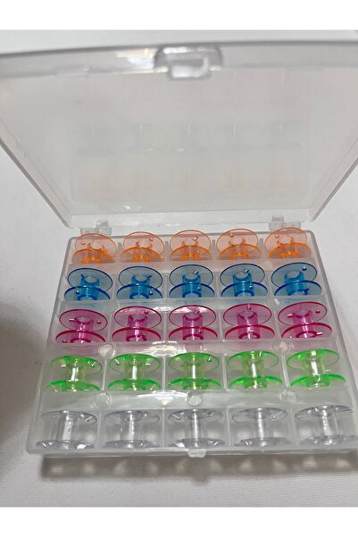 ELİTSEK 25 li renkli kutulu masura seti singer janome paff ev tipi makinelere...