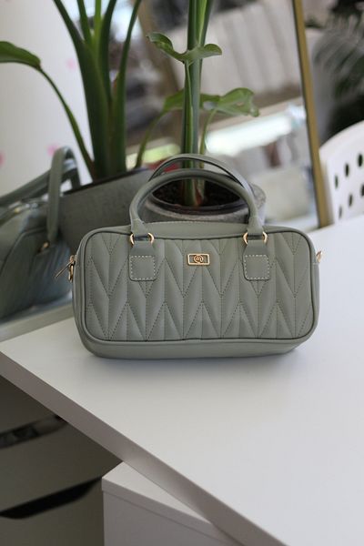 Moom Bag Γυναικεία τσάντα ώμου με πράσινο μοτίβο μέντας