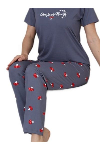 bipamuk Bella Design O-Neck Short-Sleeved Women's Pajamas Set Comfortable Fit, Soft Fabric M–Xxl