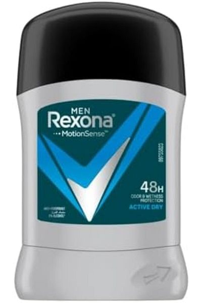 Rexona Men Antiperspirant Deodorant Stick, 48 hour sweat & odor protection, Active Dry, with MotionS