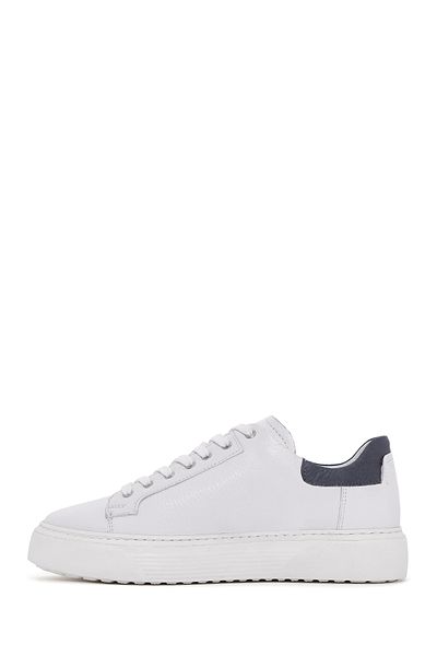 Derimod Men's White Lace-Up Thick Sole Leather Sneaker 25Wfd640418