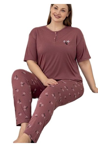 bipamuk Amour Secret Design Plus Size Short Sleeve Women's Pajamas Set Comfort and Style 3Xl–5Xl