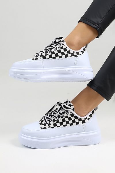 Encool Pantofi casual pentru femei cu model de dama, cu talpa inalta sport, cu opțiuni de lenjerie și culoare