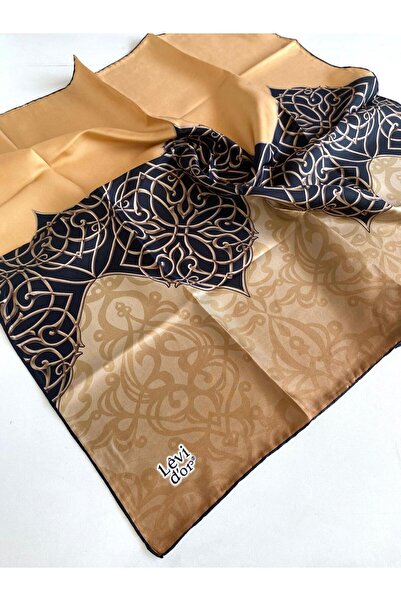 Levidor وشاح تيفيل من الحرير الخالص 49215 بنمط بني مختلط