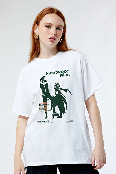 Tee&more. تي شيرت فليتوود ماك مطبوع كبير الحجم للجنسين