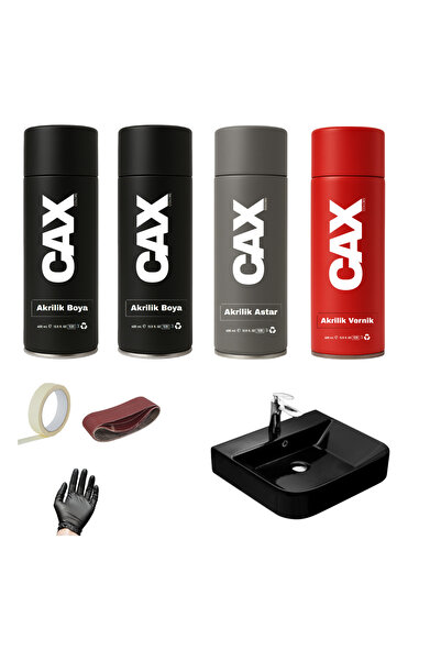 caxcolors SUYA DAYANIKLI PARLAK BEYAZ LAVABO-FAYANS-EVYE SPREY BOYA SETİ 400 ML