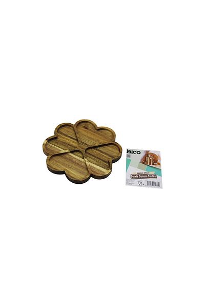 Light up Acacia round 4-compartment wooden service presentation tray - board 21 x 1.4cm