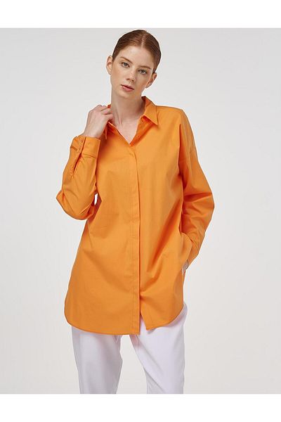 Kayra Relaxed Fit Cotton Tunic Light Orange