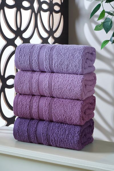 DNZGÜLCAN Lera 4-Piece 50X90 Towel Set Hand Face Towel 100% Cotton