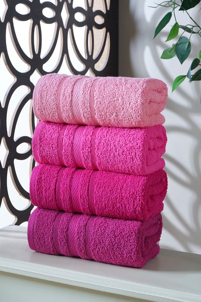DNZGÜLCAN Lera 4-Piece 50X90 Towel Set Hand Face Towel 100% Cotton