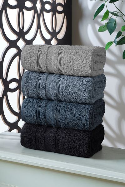 DNZGÜLCAN Lera 4-Piece 50X90 Towel Set Hand Face Towel 100% Cotton