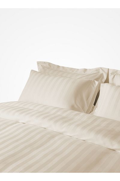 Master Home Textile Microfiber Hotel Duvet Cover Sets, 4 Pcs Queen Size, Hotel Stripe Pattern, Fits 160x200 cm Bed