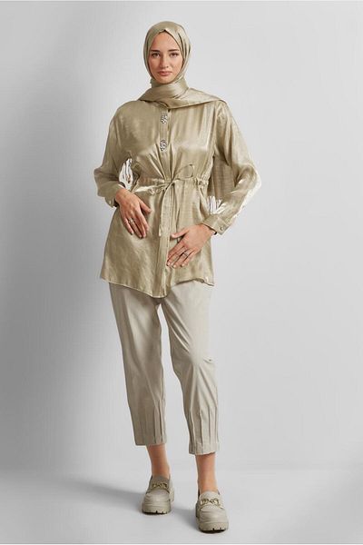Alvina Satin Tunic with Tie Waist 45610