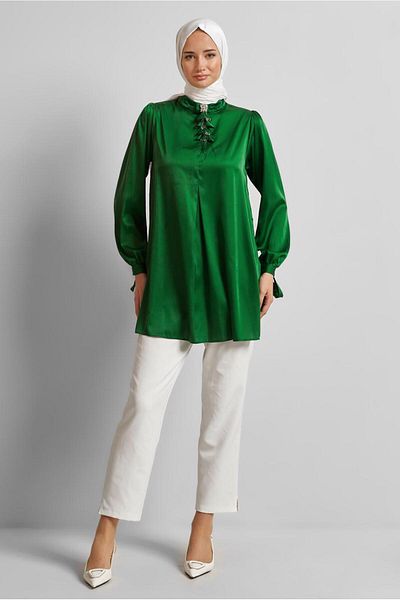 Alvina Brooch Satin Tunic 45589