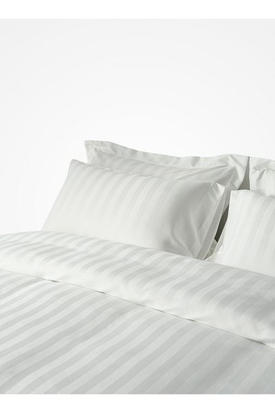 Master Home Textile Microfiber Hotel Duvet Cover Sets, 4 Pcs Single Size, Hotel Stripe Pattern, Fits 120x200 cm Bed