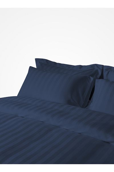 Master Home Textile Microfiber Hotel Duvet Cover Sets, 4 Pcs Single Size, Hotel Stripe Pattern, Fits 120x200 cm Bed
