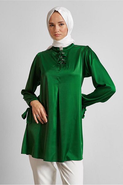 Alvina Brooch Satin Tunic 45589