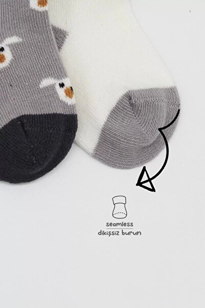 Bibaby Love Dog Combed Cotton Socks 2 Pack Gray