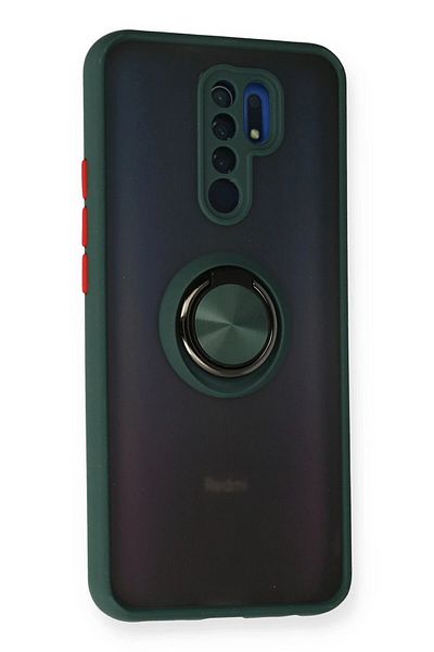 CepteToptan غطاء حماية سيليكون مونتريال لهاتف Xiaomi Redmi 9 مع حلقة - أخضر - MKİ9561-6494