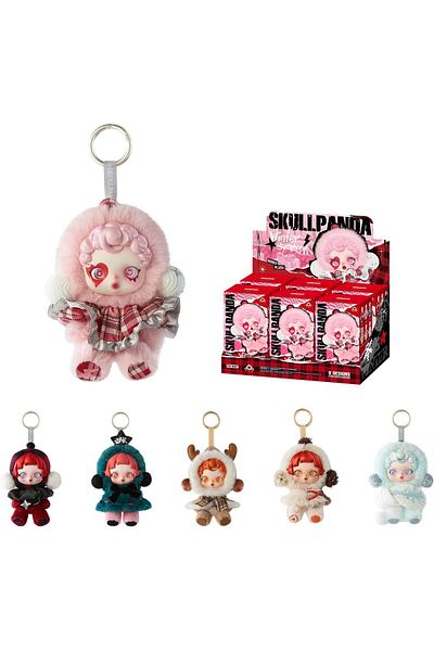 Pop Mart سلسلة مفاتيح قطيفة من سلسلة SKULLPANDA Winter Symphony (قطعة واحدة)