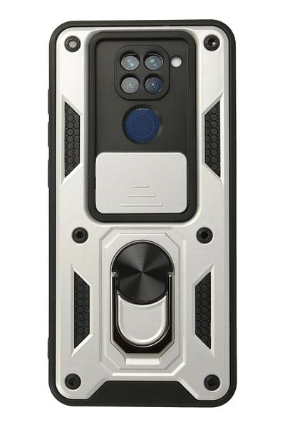 CepteToptan حافظة هاتف Xiaomi Redmi Note 9 من السيليكون مع حلقة عدسة Pars - فضي - MKİ8999-6617
