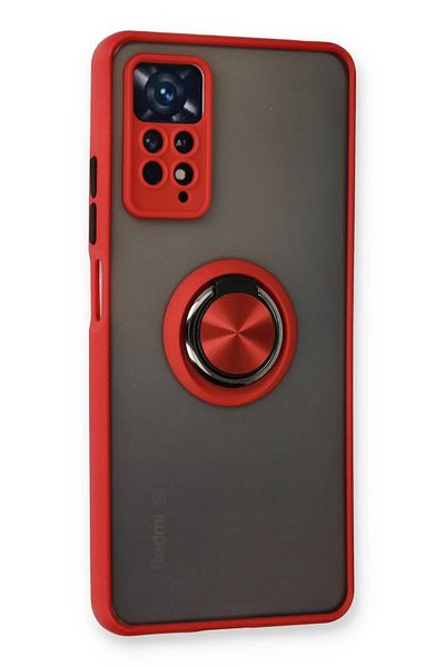CepteToptan حافظة هاتف Xiaomi Redmi Note 11 Pro من السيليكون مع حلقة مونتريال - أحمر - MKİ6747-2546