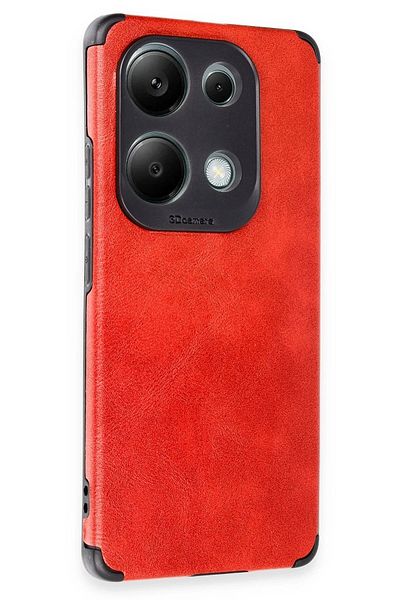 CepteToptan حافظة هاتف Xiaomi Redmi Note 13 4G حلقة جلد سيليكون - أحمر - MKİ9275-6840