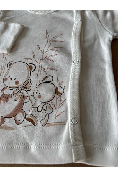 EM&FA TEKSTİL Cotton Three-Piece Baby Set with Self-Gloves