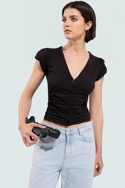 PayBuy Lycra Blouse V-Neck Short Sleeve Summer Fitted Mold Special Design Carefully Selected Perfect Fit