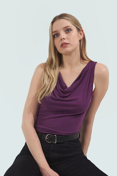 PayBuy Summer Modal Knitted Blouse Fitted Fit Degaje Collar Casual for Daily Style Use