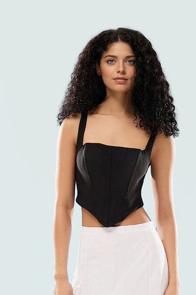 PayBuy Strappy Corset Crop Blouse Woven Polyester Blend Summer Stylish Look Modern Style